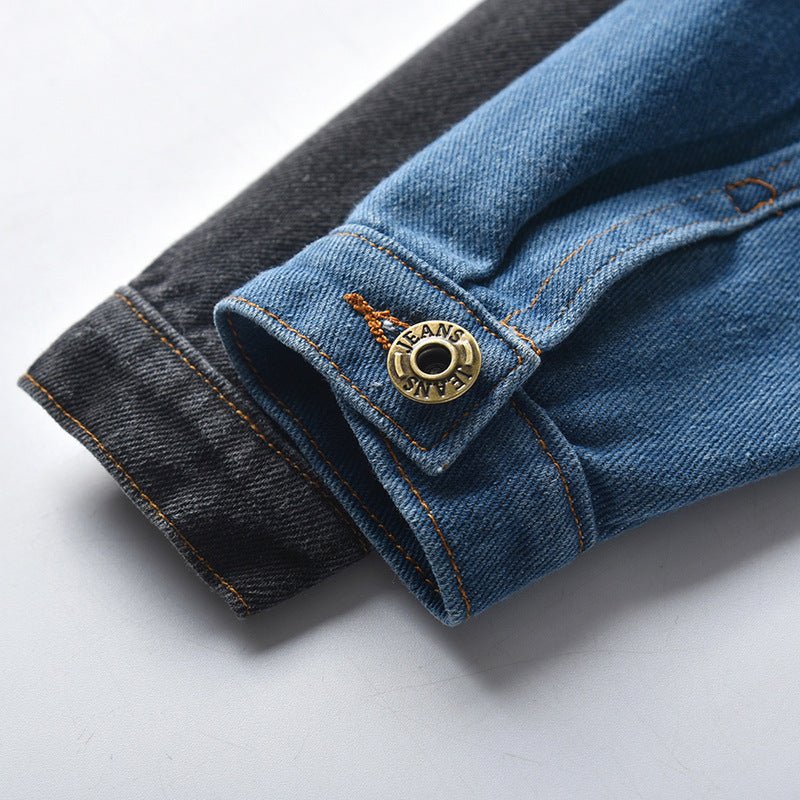 Factory direct kids' denim jacket - spring new arrival korean style color block top, distressed ripped jeans for boys and girls, wholesale children's clothing