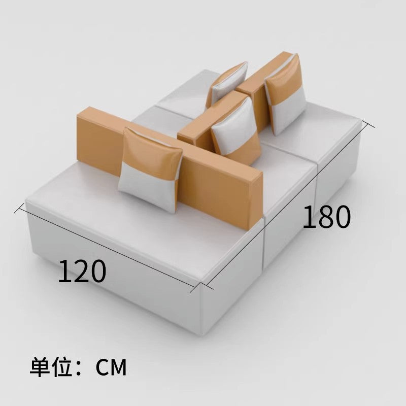 Office reception nappa leather sofa minimalist creative corner sofa waiting area sofa coffee table set