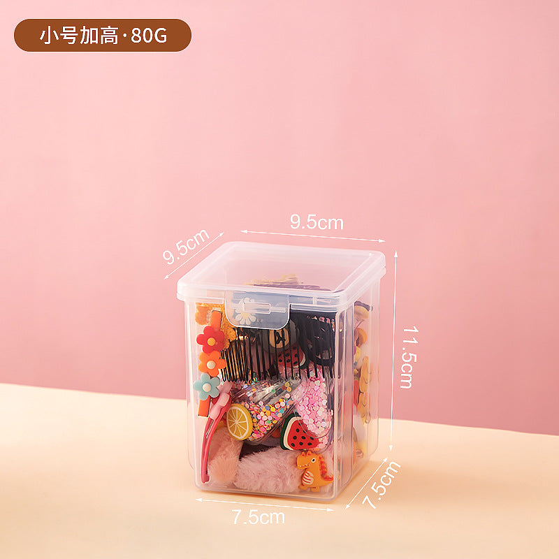 Desktop jewelry hairpin headgear transparent storage box plastic mirror cabinet drawer children's hair accessories storage box with lid ins