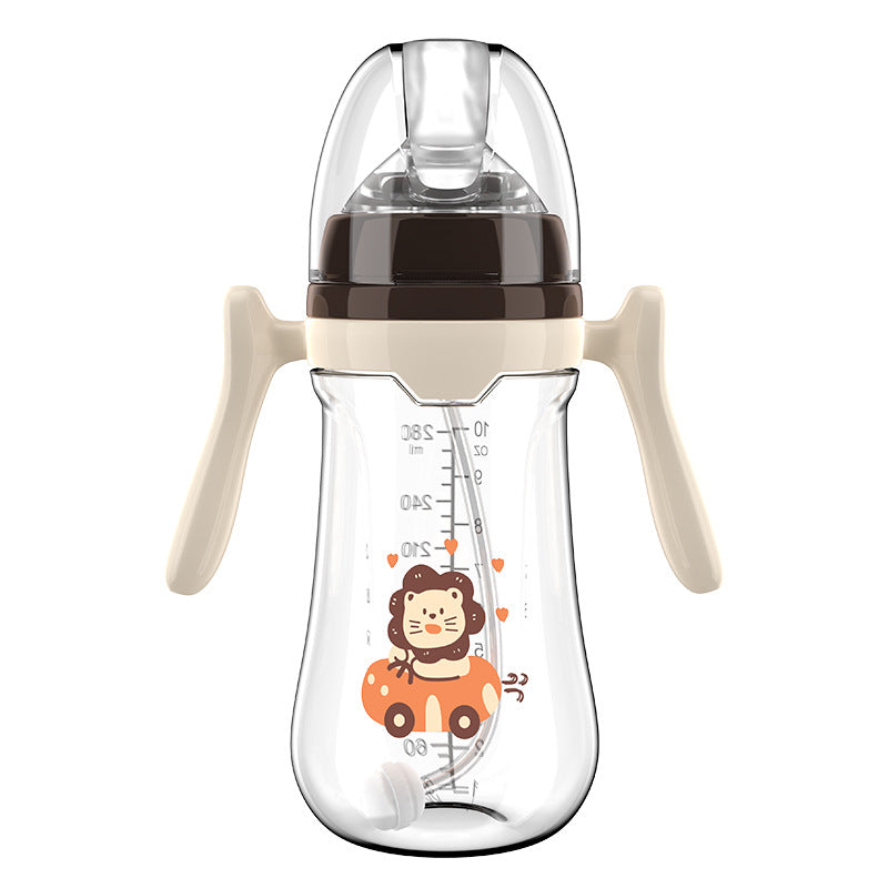 English boxed pacifier 180/240/280ml simple with handle PP bottle with straw