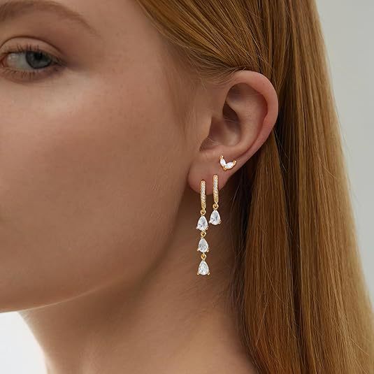 Bestselling european and american diamond marquise drop earrings - fashionable single ear studs, no piercing needed, perfect holiday jewelry gift for women