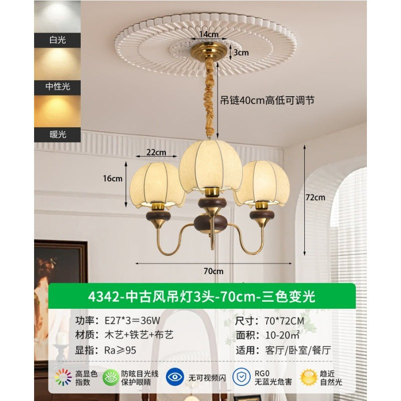 French retro style living room chandelier 2024 new medieval bedroom main light creative Nanyang restaurant lighting E