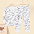 Class a cotton kids home wear suit boys and girls youth graffiti autumn clothes and long trousers close-fitting in stock wholesale