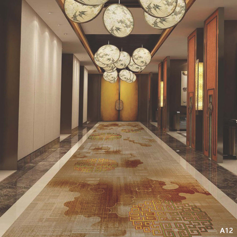 Custom hotel carpet for hallways and aisles, hotel guest room bedside rug, thickened nylon b1 flame retardant full coverage floor mat