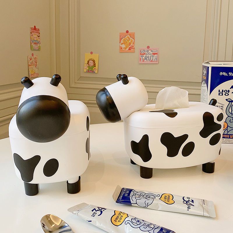 Cute cow tissue box multifunctional for home tissue storage living room dining room tissue toothpick one thing two uses bedroom