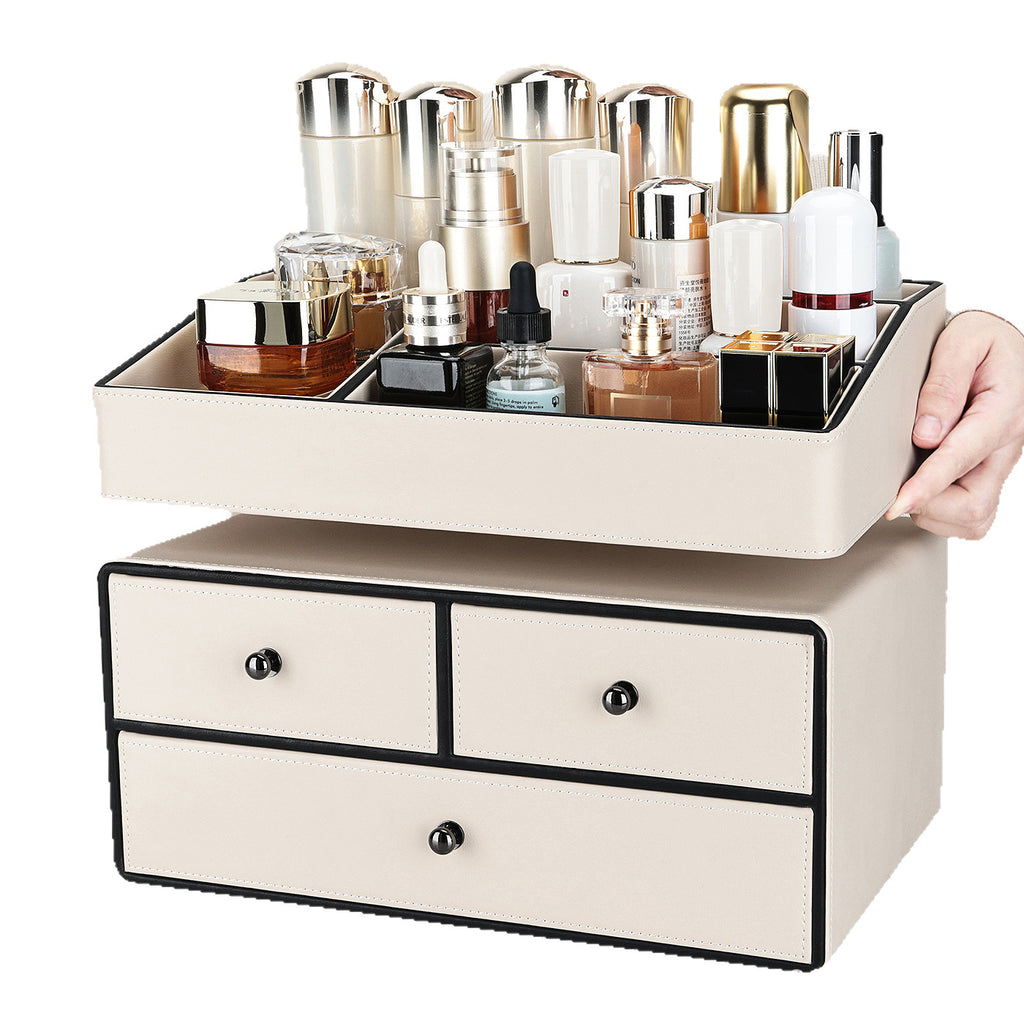 Cosmetics storage box, desktop dust-proof household large-capacity dresser, skin care product rack, light luxury