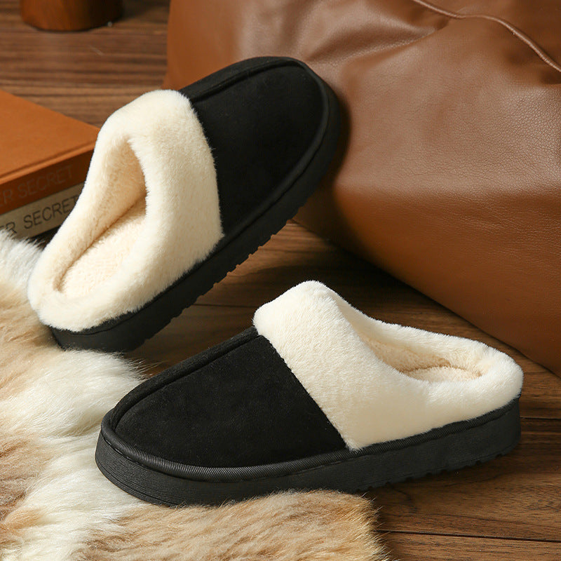 2025 new women's warm cotton slippers for home, autumn/winter fuzzy indoor slippers, men's winter thick-soled house slippers