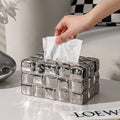 Nordic inspopular same style electroplated silver tissue box living room coffee table high-end tissue box creative desktop ornaments