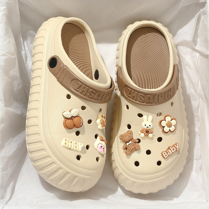 Crocs women's summer outwear 2024best selling thick sole heightening beach non-slip toe cap sandals women's new arrival