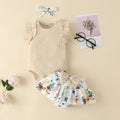 Children's summer kids khaki bag butt skirt girl vest cotton edge floral skirt bows infant short sleeve