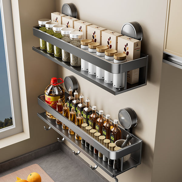 Suction cup, kitchen rack, kitchen seasoning rack, no punching, household wall-mounted seasoning jar, integrated storage rack