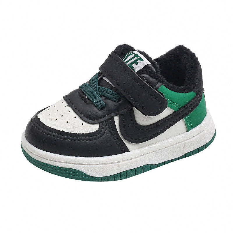 autumn/winter korean style double-layer cotton shoes for babies and toddlers - soft sole prewalker shoes, kids' sneakers, and skate shoes for boys and girls