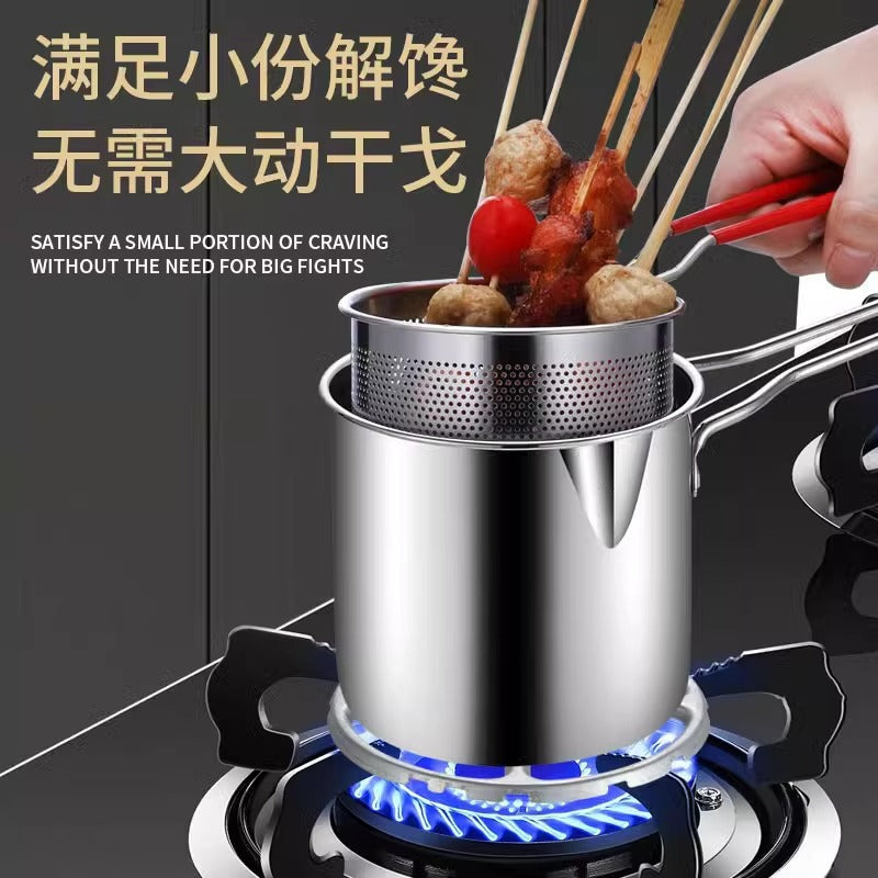 304 stainless steel deep fryer - multifunctional mini fryer for home use, gas powered, with filter screen - fuel efficient small fryer