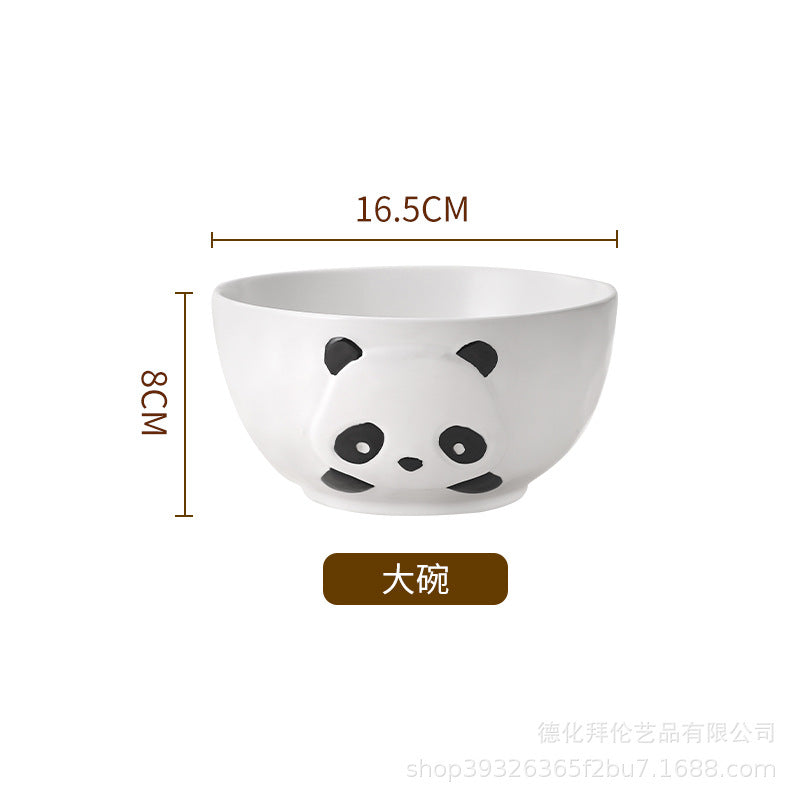 Trendy, instagrammable, high-value creative ceramic bowls, plates, and dishes - whimsical and cute cartoon panda dinnerware set wholesale