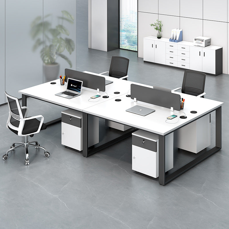 Employee desk set, 4-seat open modern office desk and chair combination, 2/6 person e-commerce workstation