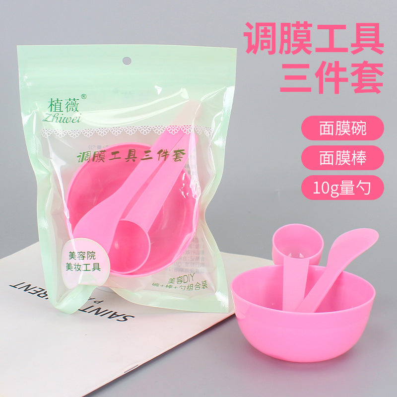 Zhiwei beauty salon spa tools three-piece set mask bowl stick spoon suit 10g measuring spoon plastic bowl stirring stick