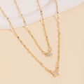 Butterfly necklace wholesale cross-border jewelry double layered clavicle chain women's niche high-end light luxury diamond-studded sweater chain