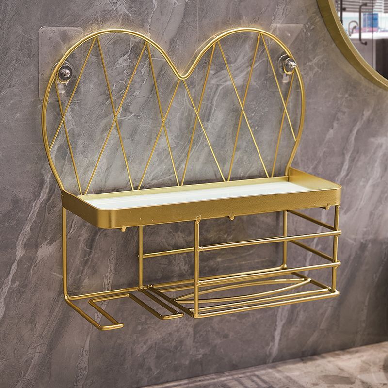 Bathroom decorative shelf wall mount - toilet paper, hair dryer, and cosmetic organizer for vanity - no drilling required