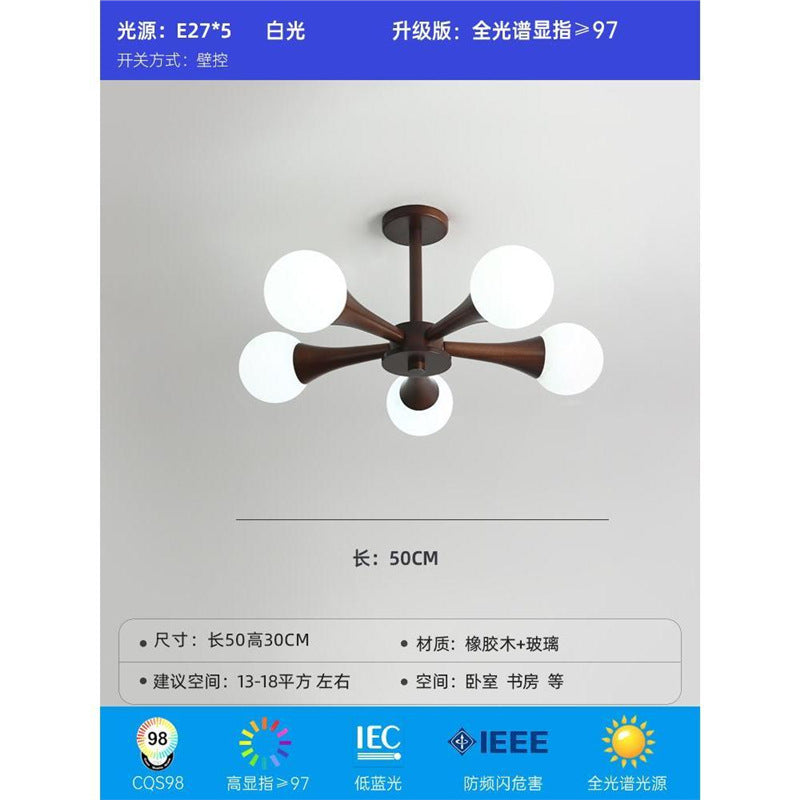 Magic bean bedroom chandelier modern casual japanese wabi-sabi style study ceiling lamp scandinavian creative walnut dining room lamp