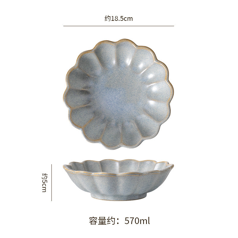 Clay salad bowl dessert soup bowl restaurant hotel high-value retro style tableware for home fruit plate noodle bowl cold bowl