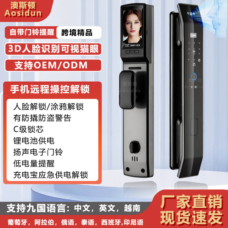 smart lock face recognition fingerprint lock visual cat eye password lock anti-theft door remote management manufacturer spot