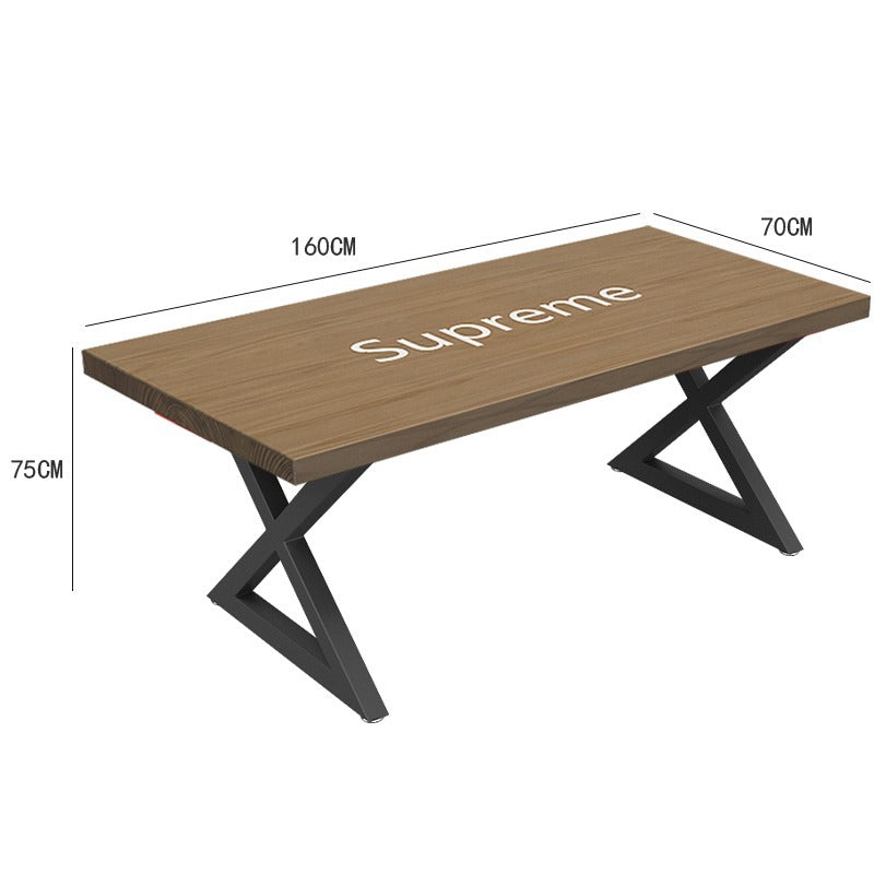 American restaurant retro solid wood dining table and chair combination creative cafe industrial style loft casual wrought iron table and chair