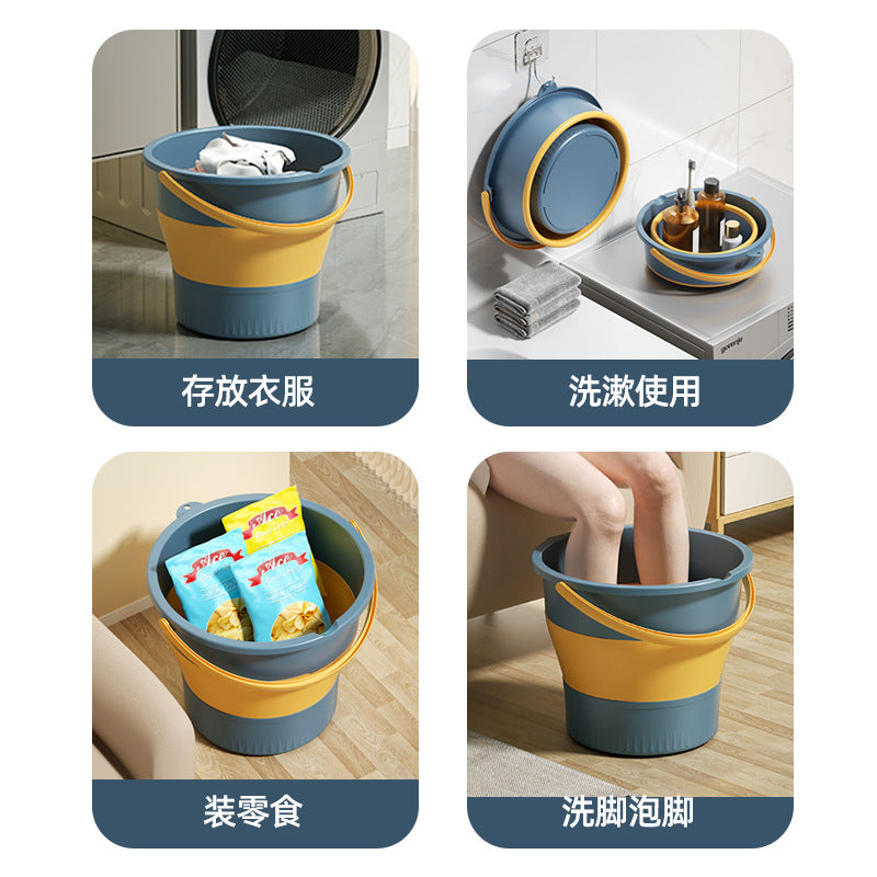 Collapsible water bucket - outdoor fishing bucket, available in small and large sizes, car travel, car wash bucket, portable thickened handheld plastic bucket for home use