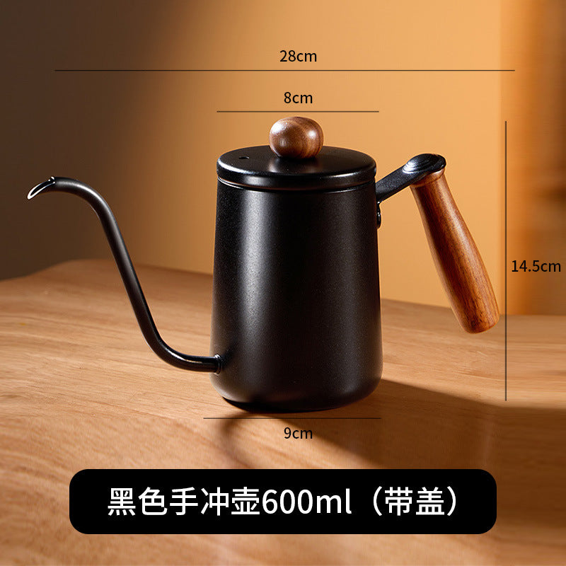 304 stainless steel hand brewing kettle walnut handle thin spout coffee pot outdoor hand brewed coffee utensils hanging ear drip kettle