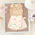 Children's clothing  fashion children's clothing cross-border sleeveless vest + printed shorts skirt