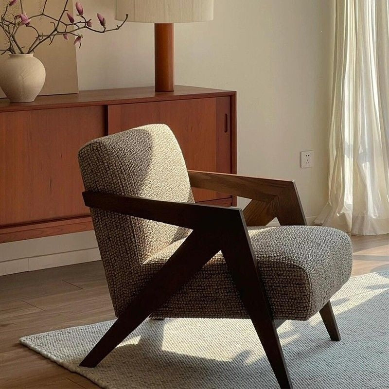 Richard single sofa chair french medieval living room balcony casual chair solid wood designer lazy sofa chair