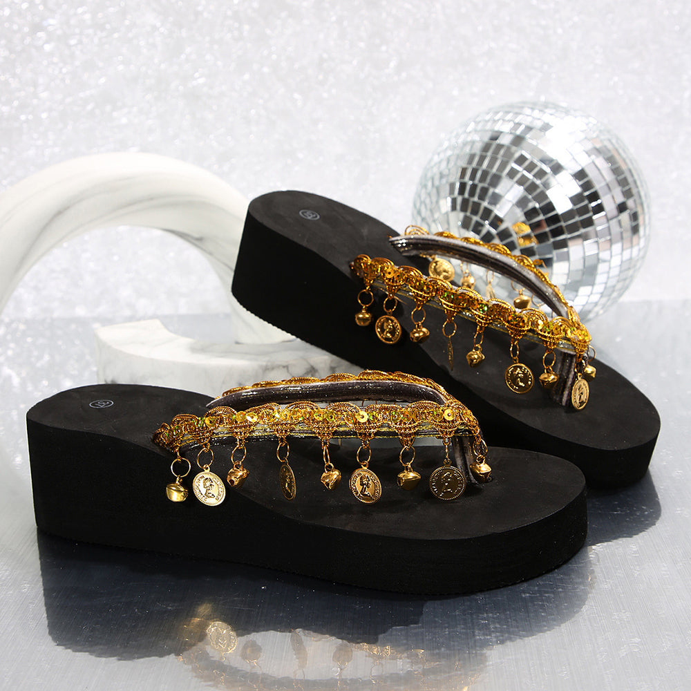 plus size flip-flops for women, 2025 summer european and american style, temu hot seller, lightweight outdoor wear, tassel sandals for women