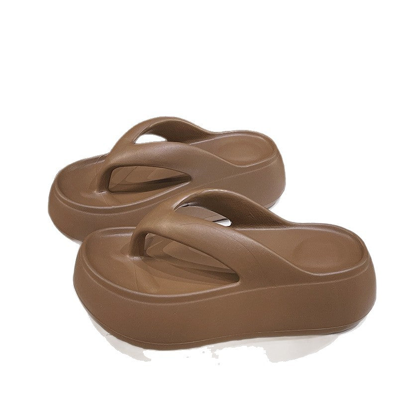 6cm thick-soled flip-flops for women, summer outdoor wear, soft sole, height increasing, indoor non-slip, new beach flip-flops