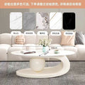 Oval coffee table, sintered stone coffee table, popular minimalist table for home living room, trendy nordic style coffee table, small apartment friendly