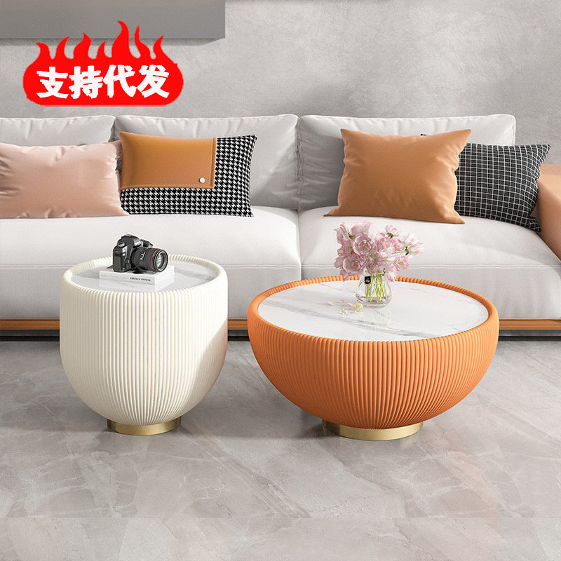 Accessible luxury modern slate coffee table extremely casual designer furniture scandinavian living room small apartment round size bowl coffee table