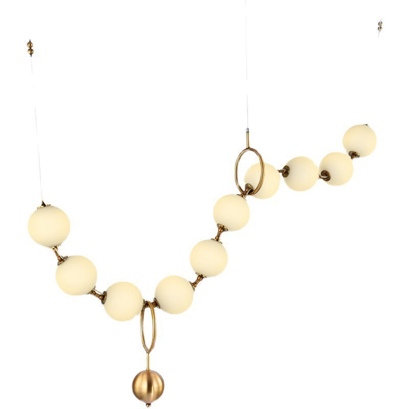 All-copper postmodern staircase long ball necklace glass restaurant chandelier designer clothing store window bar chandelier