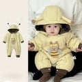 Winter romper jumpsuit super cute clothes thickened baby warm cartoon winter outfit infant onesie outing wear fleece-lined