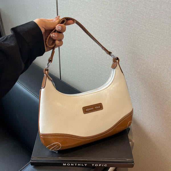 Premium commuter women's bag 2025 autumn new contrasting color splicing underarm bag fashionable versatile shoulder messenger bag bag