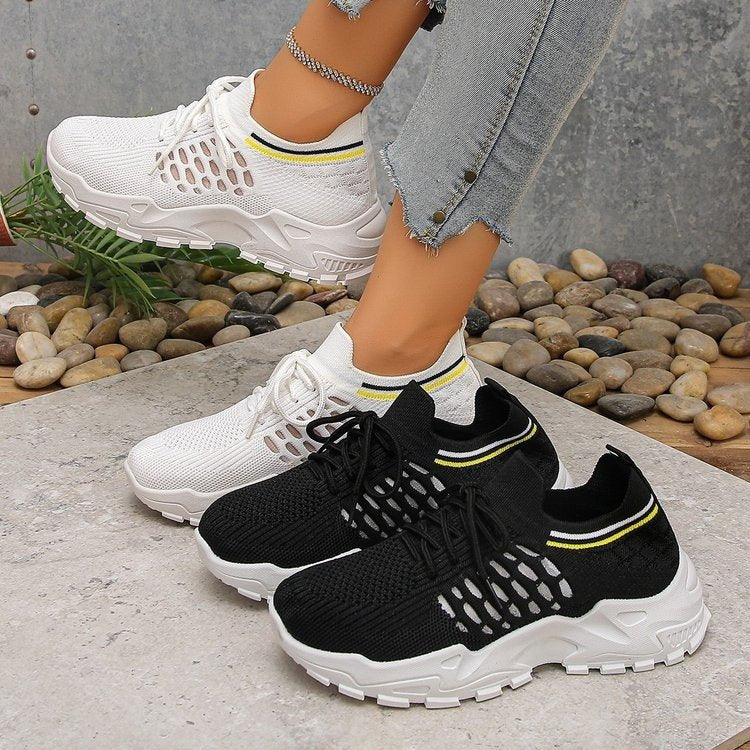 autumn new plus size chunky platform flyknit sneakers for women, export/cross-border trade, sizes 36-43. rush orders accepted. half size increments available