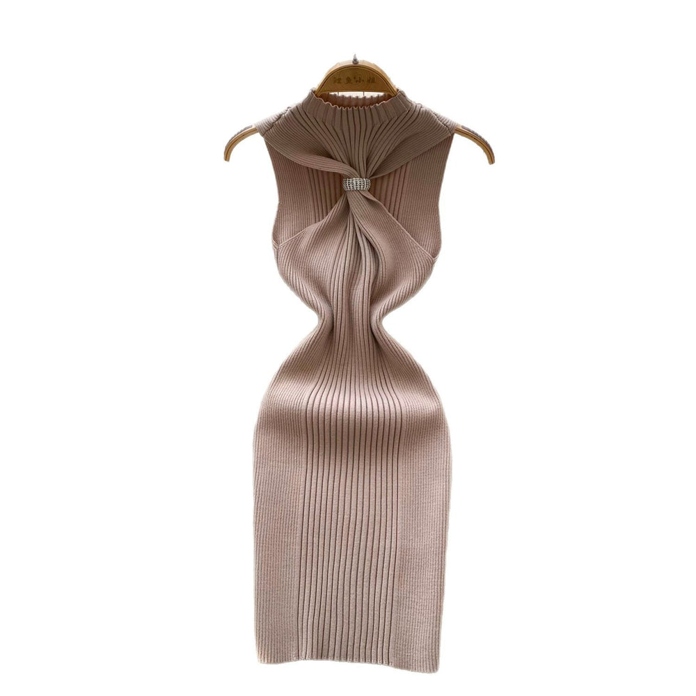 Goddess style elegantcut out twist tube top sleeveless knittingdress women's summer silm slimming look hot girl hip cover skirt