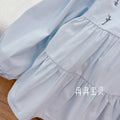 Girls' long-sleeve cotton blue embroidered floral shirt - new autumn  sweet french cartoon style