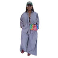 European and american cross-border women's fashion:  summer new collection - striped print oversized shirt and wide-leg pants casual set