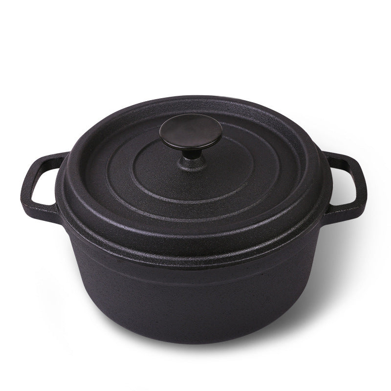 Cast iron saucepan Old-fashioned traditional raw iron pot, stew pot, binaural soup, uncoated one-pot non-stick pot, hot pot.