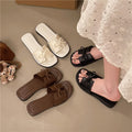 French fairy style one-strap slippers for women, new 2026 spring/summer casual vacation sandals, flat beach slides