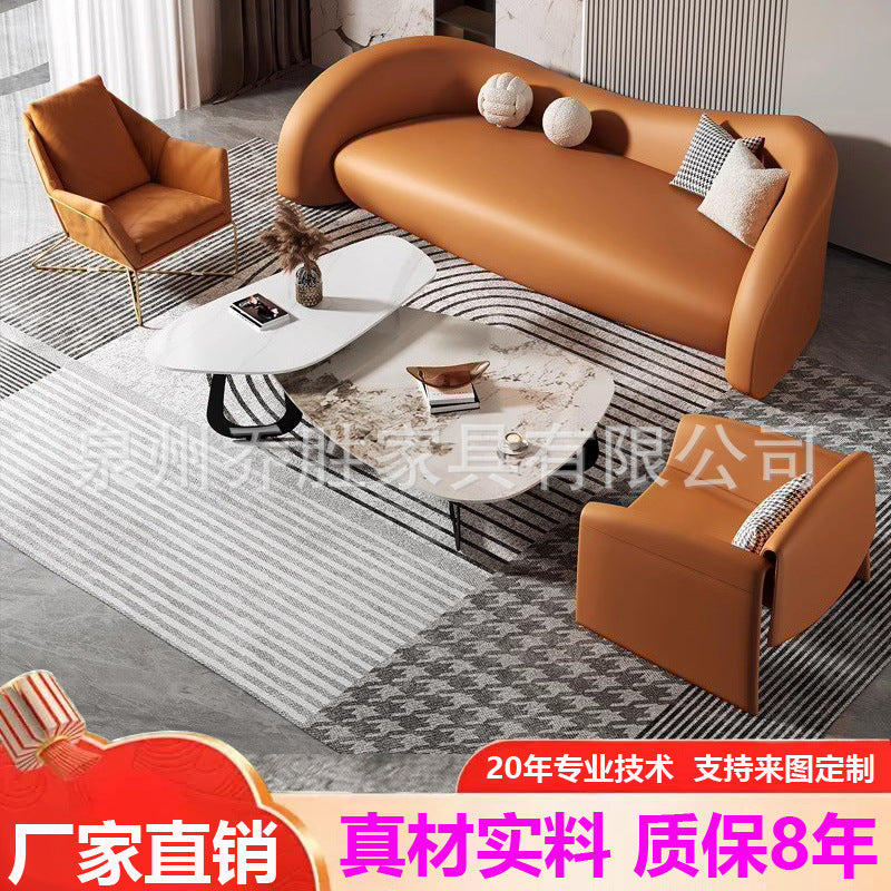 Accessible luxury leather sofa designer double sofa chair office hotel reception small sofa popularfor home leather sofa