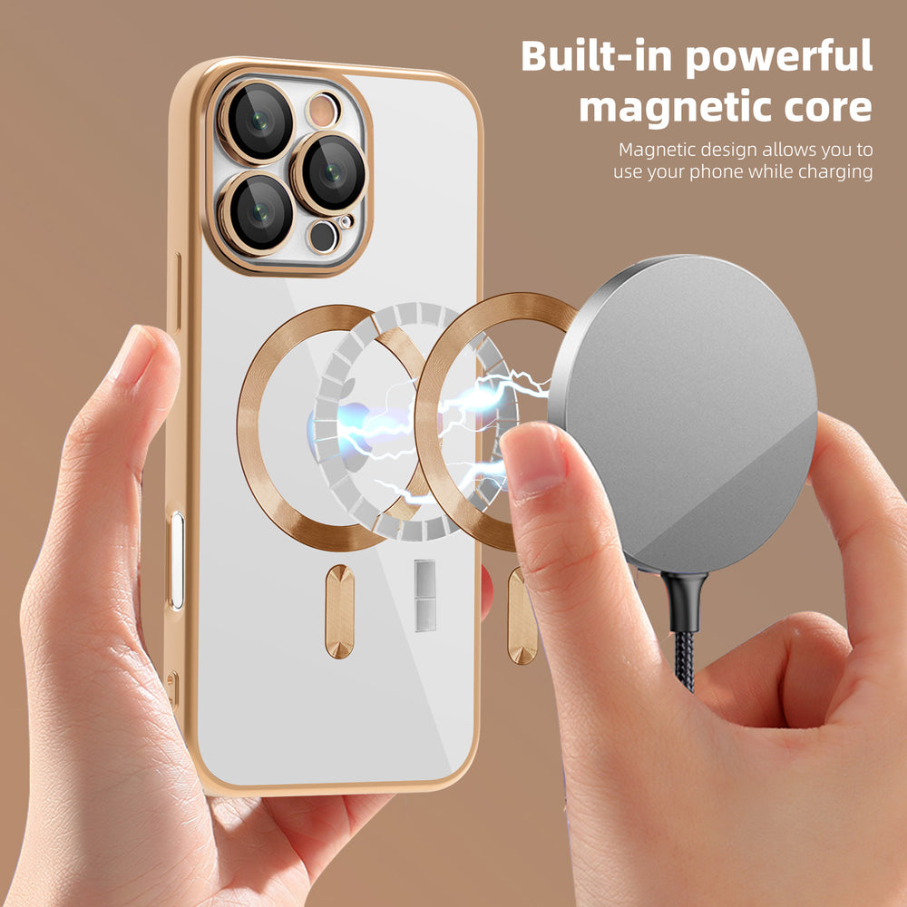 Golden shield cd pattern magnetic case + card holder compatible with iphone 16 phone case apple 15 pro max anti-drop protective cover - cross-border