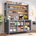 Kitchen multi-tier sideboard floor cabinet multifunctional storage rack microwave oven oven steel storage cabinet household storage cabinet