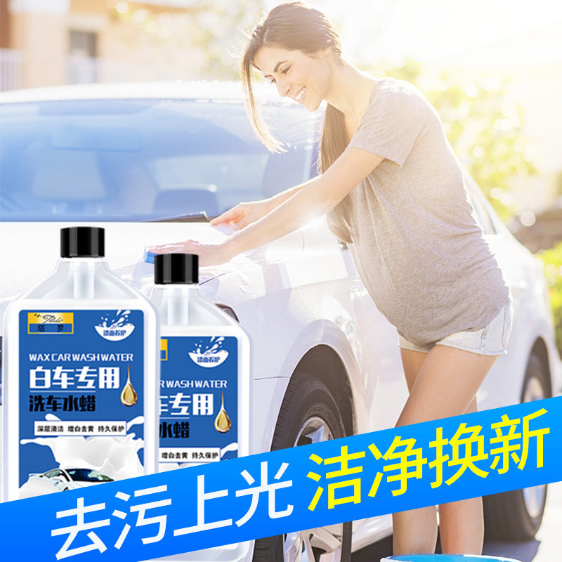 1l white car specific high-sudsing concentrated car wash soap with wax - foaming cleaner, stain remover, coating, and car wash wax
