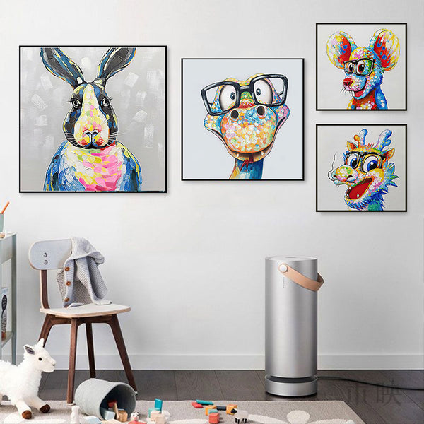 Chinese zodiac hand-painted oil painting children's room creative hanging painting living room bedroom wall decoration painting baby room painting