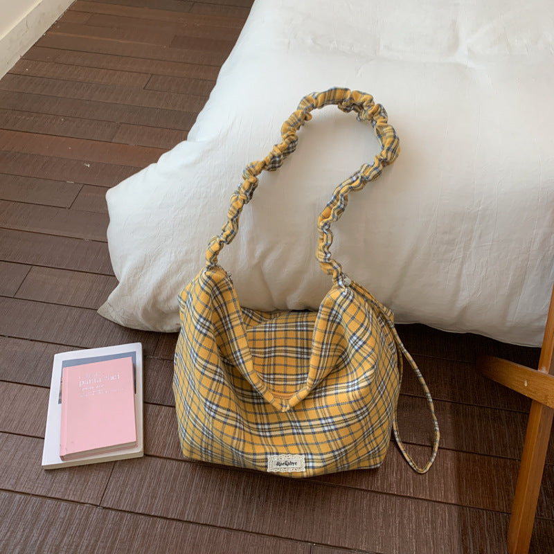 Korean style retro plaid bag - women's large capacity versatile commuter crossbody bag - minimalist chic underarm bag/shoulder bag