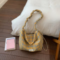 Korean style retro plaid bag - women's large capacity versatile commuter crossbody bag - minimalist chic underarm bag/shoulder bag